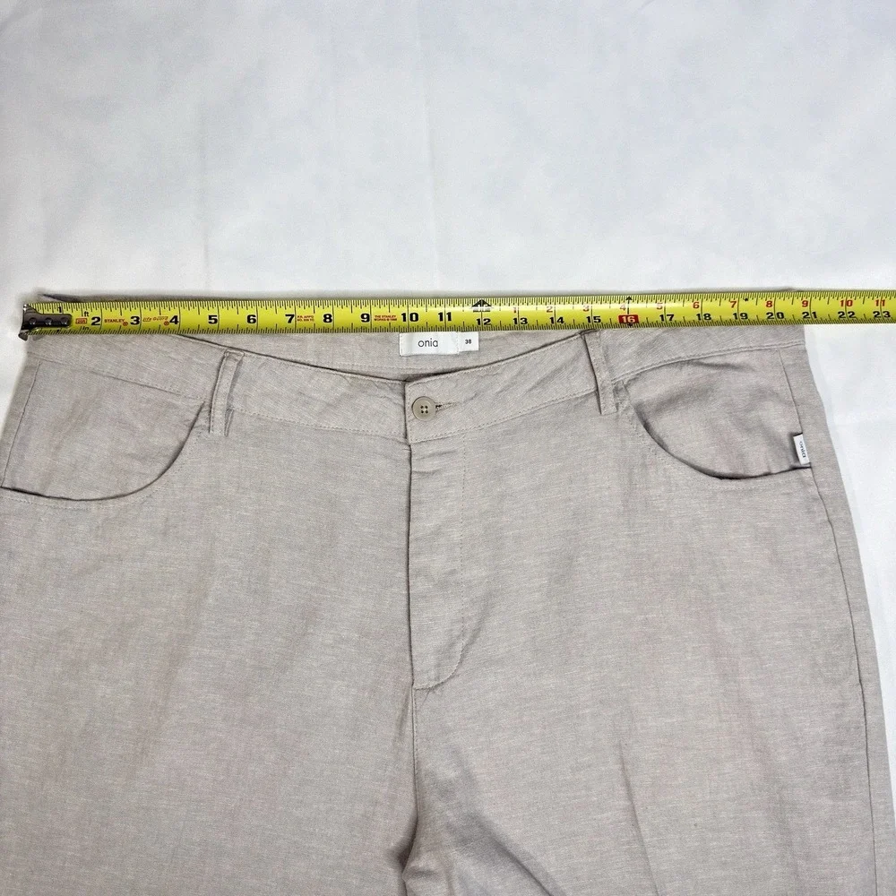 Onia Mens 38x32 Linen Cotton Pants Cream Button Fly Straight Lounge Resort Beach